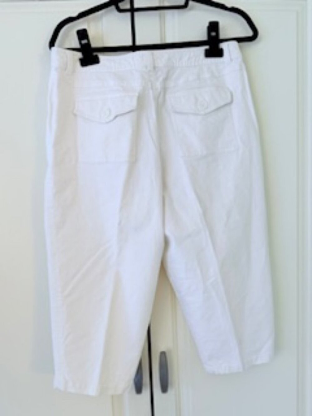 Talbots, Stretch Linen Cotton White Cropped Pants, Preowned, Size 12